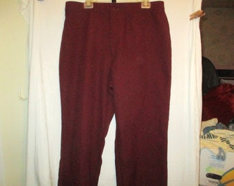 Vintage 70s Maroon Red Pants Poly Ladies Slacks 36 x 30 Burgundy L