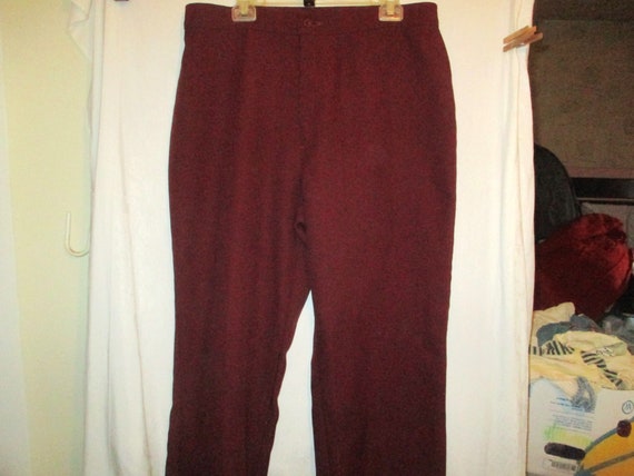 Vintage 70s Maroon Red Pants Poly Ladies Slacks 3… - image 1