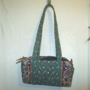 Vintage 90s Vera Bradley Golf Green Barrel Duffel Purse Tote Bag Designs image 2