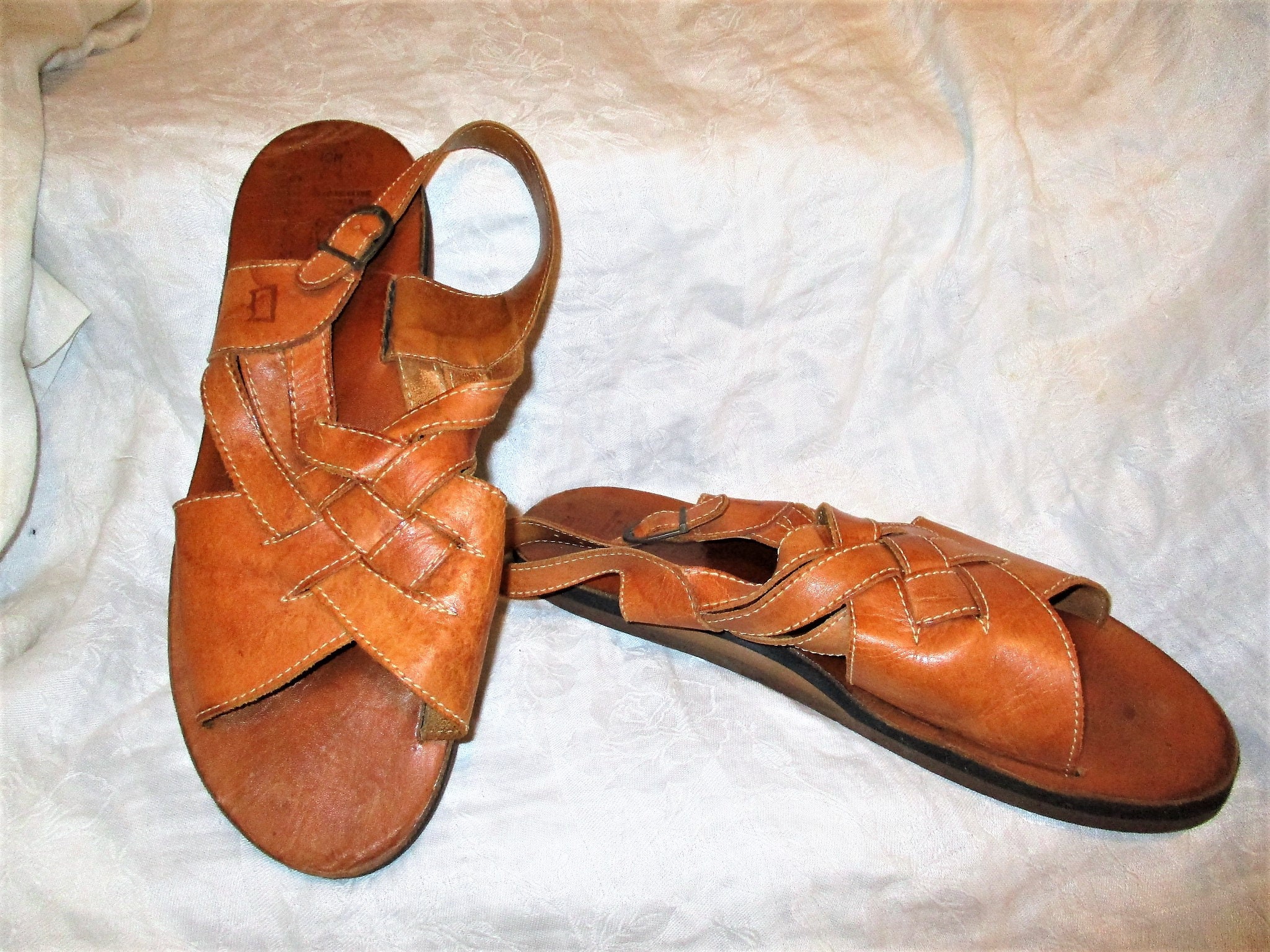 Vintage 80s Criss Cross Leather Sandals Mens 13 M Etsy UK