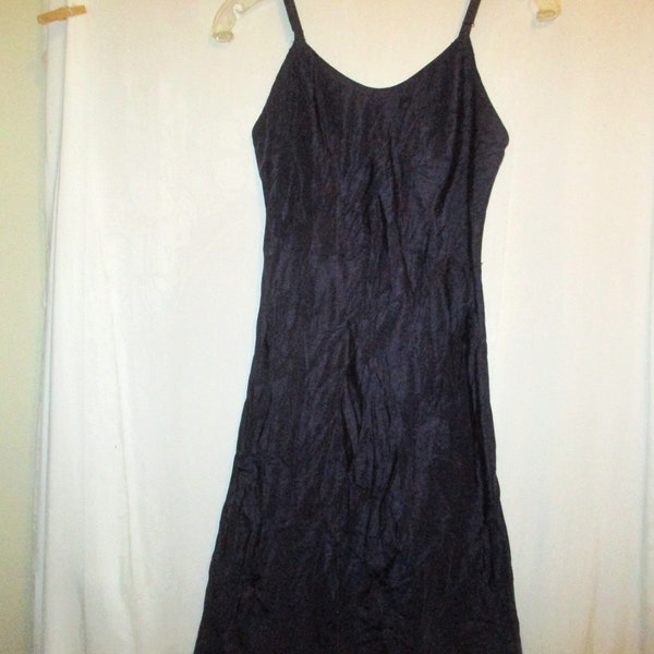 Vintage 50s Black Rayon Satin Knee Length Full Slip 34 Snip It Celanese