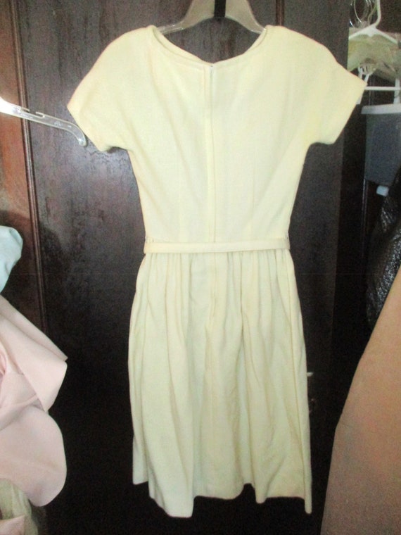 Vintage 60s Off White Wool Dress S Bobbie Brooks Short Sleeve
