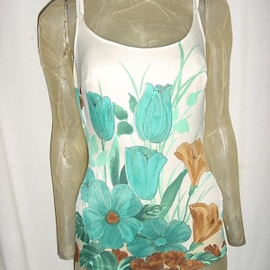 Vintage 80s One Piece Ladies Flower Print Swimsuit Sm