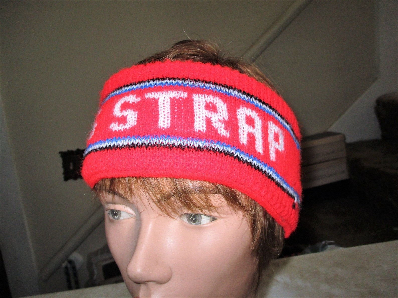 Vintage 70s Jog Strap Sweatband Red White Acrylic Knit Sweat Etsy