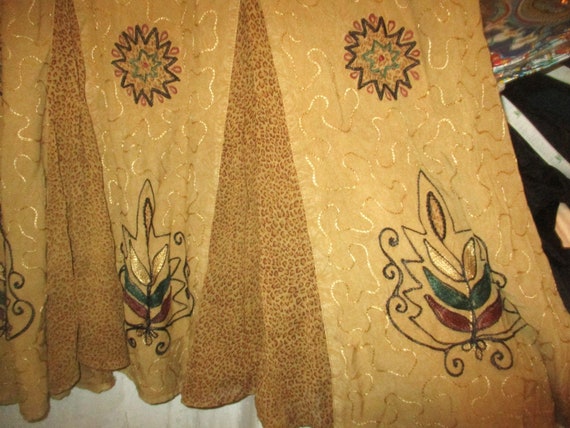 Vintage 80s Ladies 2 Pc Rayon Skirt Top Suit L Br… - image 3