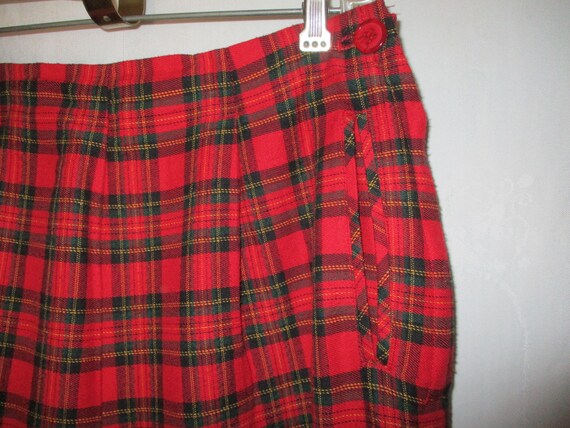 Vintage 90s Red Black Plaid Stretch Knit Ladies S… - image 2