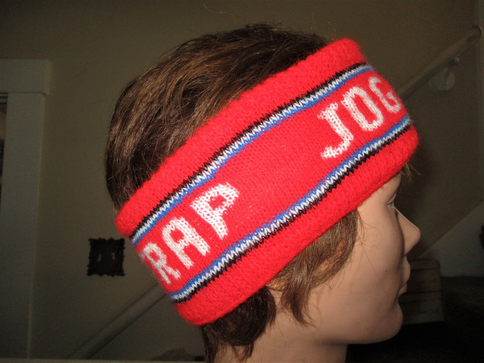 Vintage 70s Jog Strap Sweatband Red White Acrylic Knit Sweat Etsy