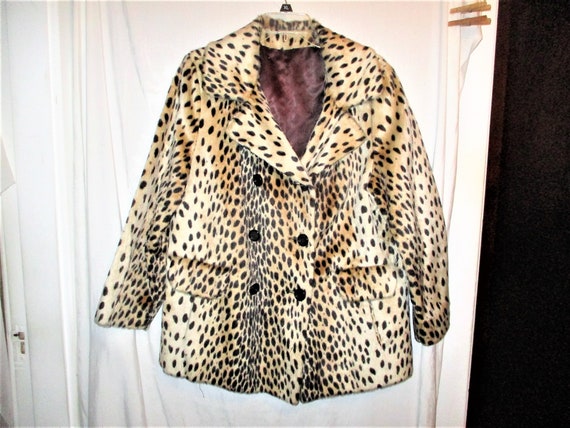 Vintage 60s Mod Cheetah Leopard Print Swing Faux F