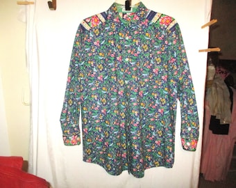 Vintage Vera Bradley Bluebird Button Up Shirt S Long Sleeve Cotton