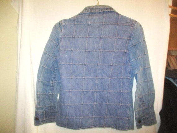 Vintage 70s Ladies Stitched Check Denim Shirt S B… - image 4