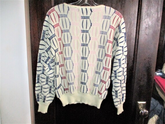 Vintage 80s White Red Blue Ladies Pullover Sweate… - image 4