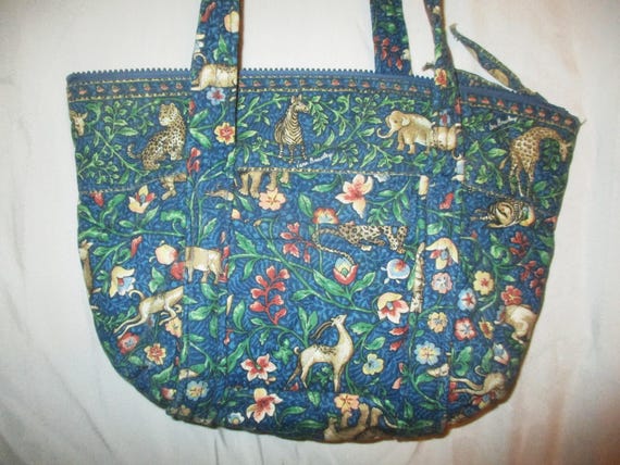 Vintage Vera Bradley Animal Kingdom Medium Paddy Tote Bag Purse Blue Elephants Etsy UK
