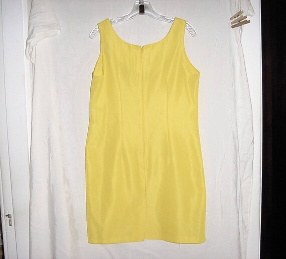 Vintage 60s Yellow Poly Mini Dress Sheath Sleevel… - image 3