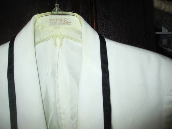 Vintage 80s White Black Shawl Collar Tux Dinner J… - image 2