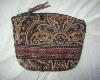 Vintage Vera Bradley Black Walnut Brown Leaf Lined Jewelry Folding