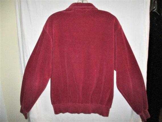 Vintage 70s Burgundy Maroon Mens Velour Pullover … - image 3