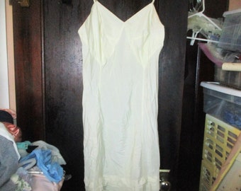 Vintage 50s Off White Acetate Satin Knee Length Full Slip Handmade