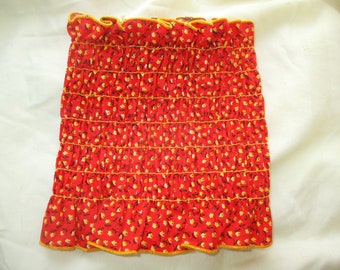 Vintage 70's Orange Yellow Calico Flower Print Tube Top XS Shirred As Is