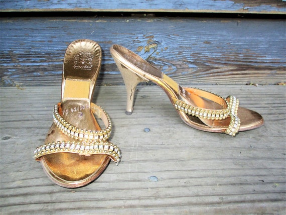 Vintage 50s Springolator Sandal Pumps Shoes 7 Gold