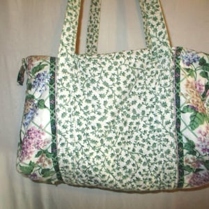 Vintage 90s Vera Bradley Lilac Time Green Delft Medium Duffel