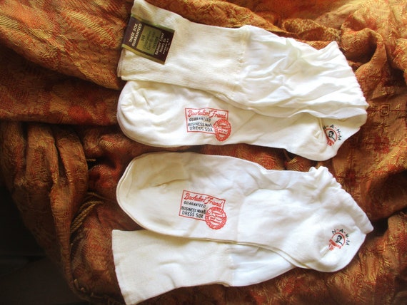 Vintage 60s White Mens Dress Socks 11 1/2 Cotton … - image 1