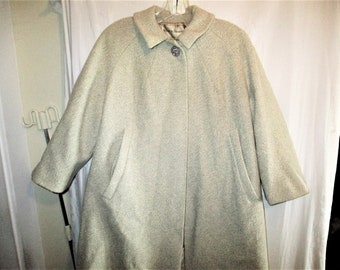 Vintage 50s Gray Fleck Wool Blend Swing Open Front Coat M As Is