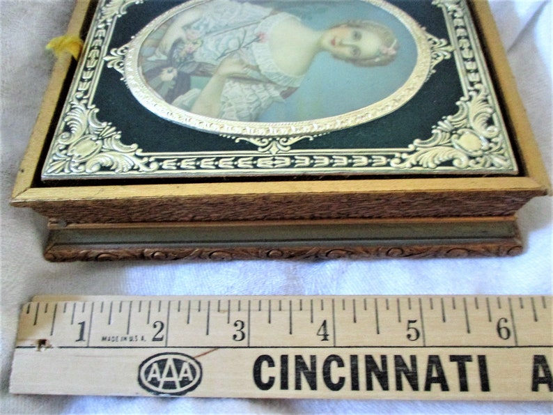 Vintage Sewing Box Travel Kit Gold Wood Decorative
