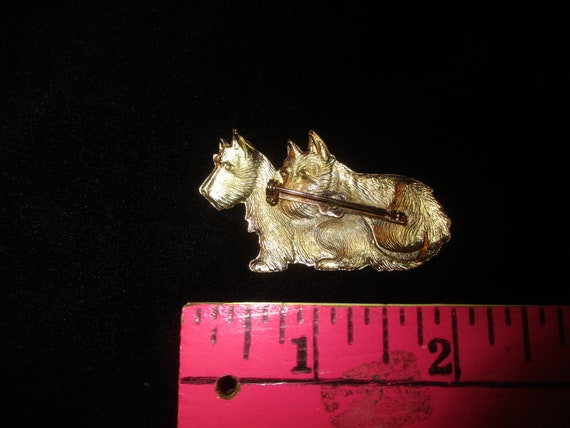 Vintage Scotties Pin Gold Tone Scotty Dog Brooch - image 2