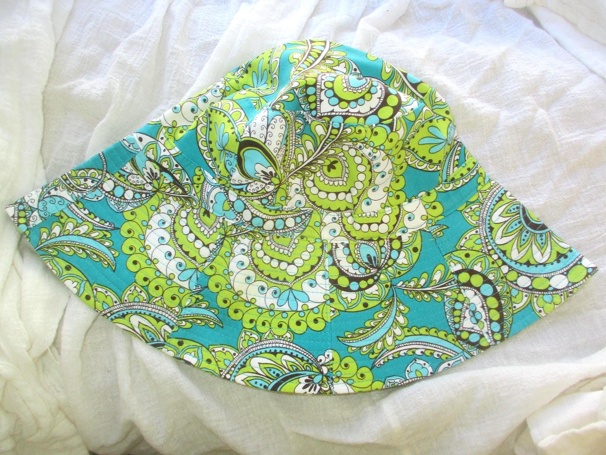 Vintage Vera Bradley Peacock Bucket Sun Hat Reversible Green 