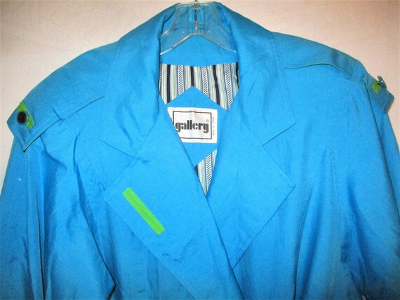 Vintage 90s Ladies Blue Green Spring Coat Color B… - image 2