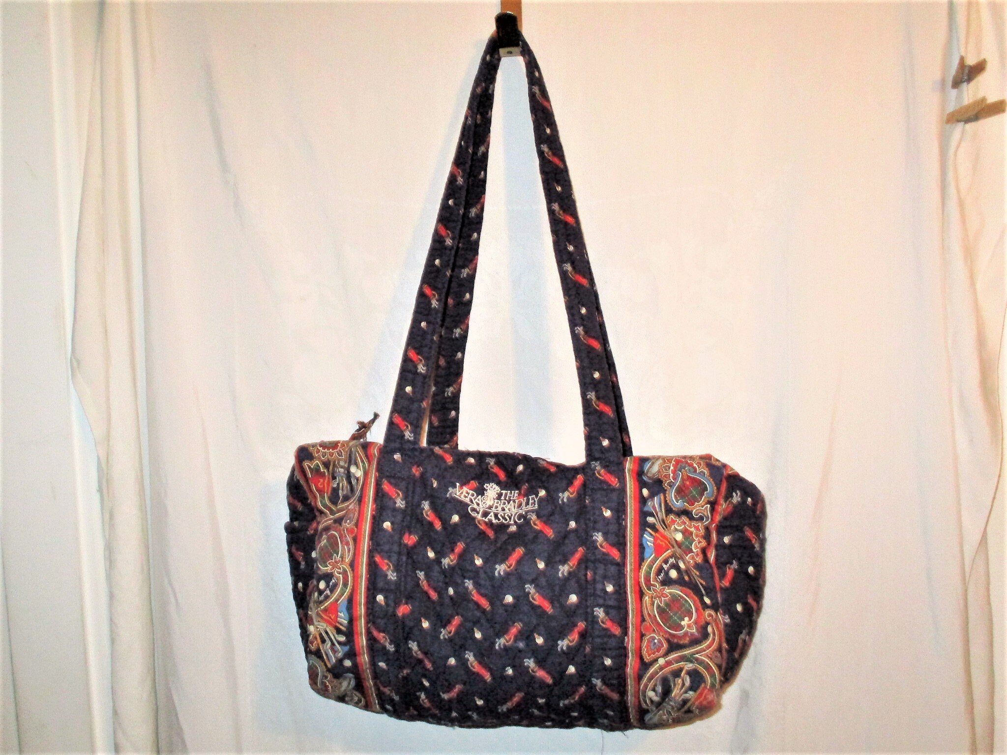 Vintage 90s Vera Bradley Golf Blue Medium Duffle Purse Tote Etsy