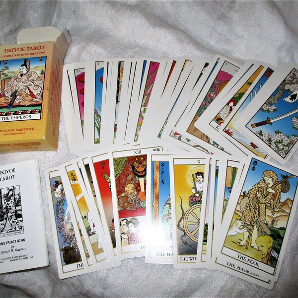 Vintage 80s Ukiyoe Tarot Set Card Deck AS IS Incomplete Craft