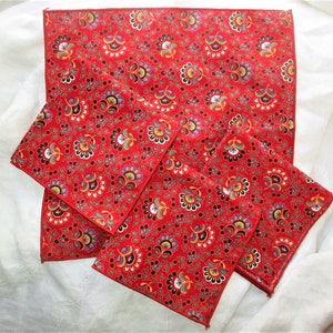 Vintage 90s Vera Bradley Colette Red Set 4 Napkins 10 x 9.50 Cotton