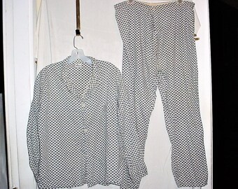 Vintage 60s Check Pajama Set M Lord Carroll Blue Gray Red As Is