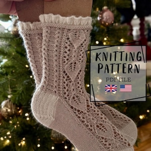 Knitting Pattern- Destiny Socks, lace ruffle sock, PDF instant download, knitting instructions, English language