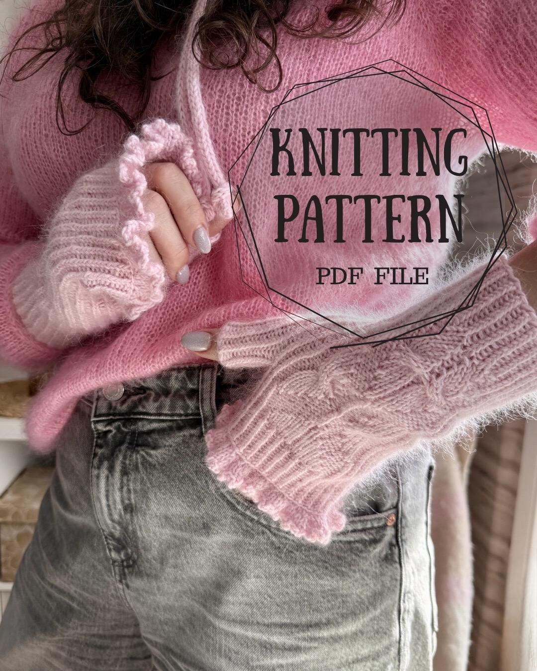Whisper Wing Mittens, Knitting Pattern, Ruffle Mittens, Silk Mohair ...