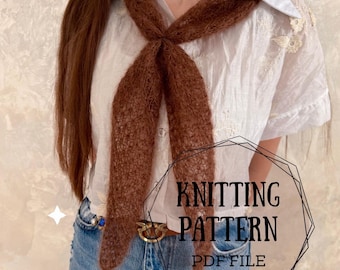 Strickmuster - Mond Blütenblatt Schal, PDF Anleitung, Seide Mohair Lace Schal, Dreieckstuch stricken, englische Sprache