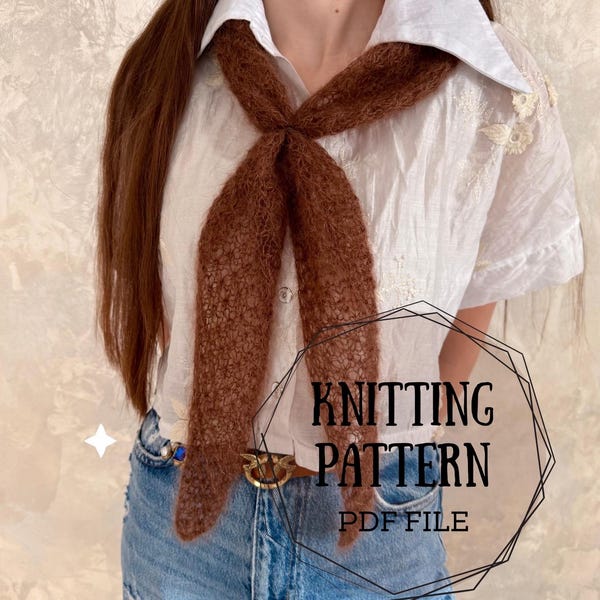 Strickmuster - Mond Blütenblatt Schal, PDF Anleitung, Seide Mohair Lace Schal, Dreieckstuch stricken, englische Sprache
