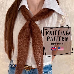 Knitting Pattern- Moon Petal Scarf, PDF instructions, Silk Mohair Lace Shawl, Knit Triangle Wrap, English language