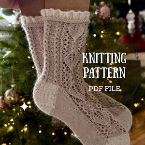 Strickanleitung - Destiny Socken, Lace Rüschensocke, PDF Sofort-Download, Strickanleitung, englische Sprache