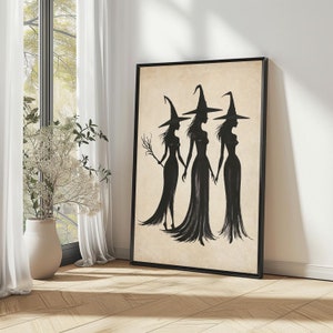 Arte de parede de bruxas, pôster vintage de halloween, arte gótica assustadora, decoração de halloween, arte de parede assustadora, impressão de bruxa, pôster de bruxa