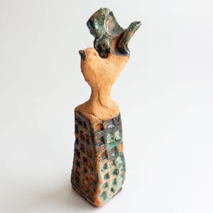 Handmade Ceramic Glazed Bird Figure – Unique Standing Sculpture, Pottery Art Gift for Home Decor – One of a Kind