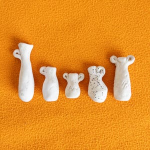 Handmade Aquarium Amphora Decor, White Clay Miniature Vase, Unique Ceramic Amphora Sculpture -Ancient Pottery