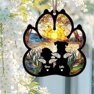 Personalized Pet Memorial Paw Print Suncatcher, Pet Memorial Gift, Loss of Dog Gift, Dog Remembrance Gift, Custom Dog Memorial Suncatcher