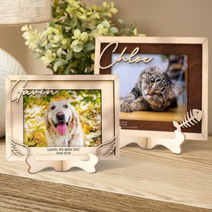 Personalized Pet Memorial Frame, Custom Dog or Cat Photo Frame, Pet Loss Gift, Pet Sympathy Gift for Pet Owners, Christmas Gift, Wood Sign