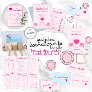 Bach Island Bachelorette Party Templates Bundle | Island Themed Love Bachelorette Weekend Decor | Island Villa Stationery Games Templates L2