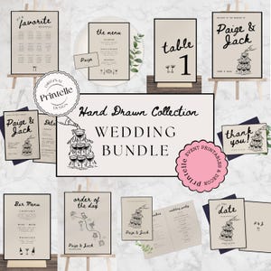 Hand Drawn Wedding Template Bundle: Beige Illustration (Digital Download)