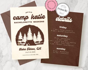 Camp Bachelorette Invitation Template: Weekend in the Woods (Digital Download)
