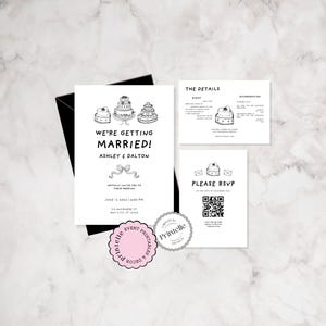 Illustrative Hochzeitseinladung Hochzeits-Vorlage und Antwortkarte Hochzeitseinladung Druckbare Vorlage H1