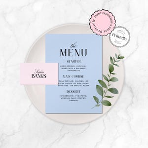 Bachelorette Menü und Tischkarten Vorlage | Cotton Candy Blau Rosa Bachelorette Menüs, Blau Bach Wochenend Tisch Tisch Name Karte Vorlage CC